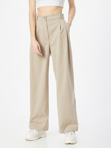 Wide Leg Pantalon à pince Monki en beige : devant