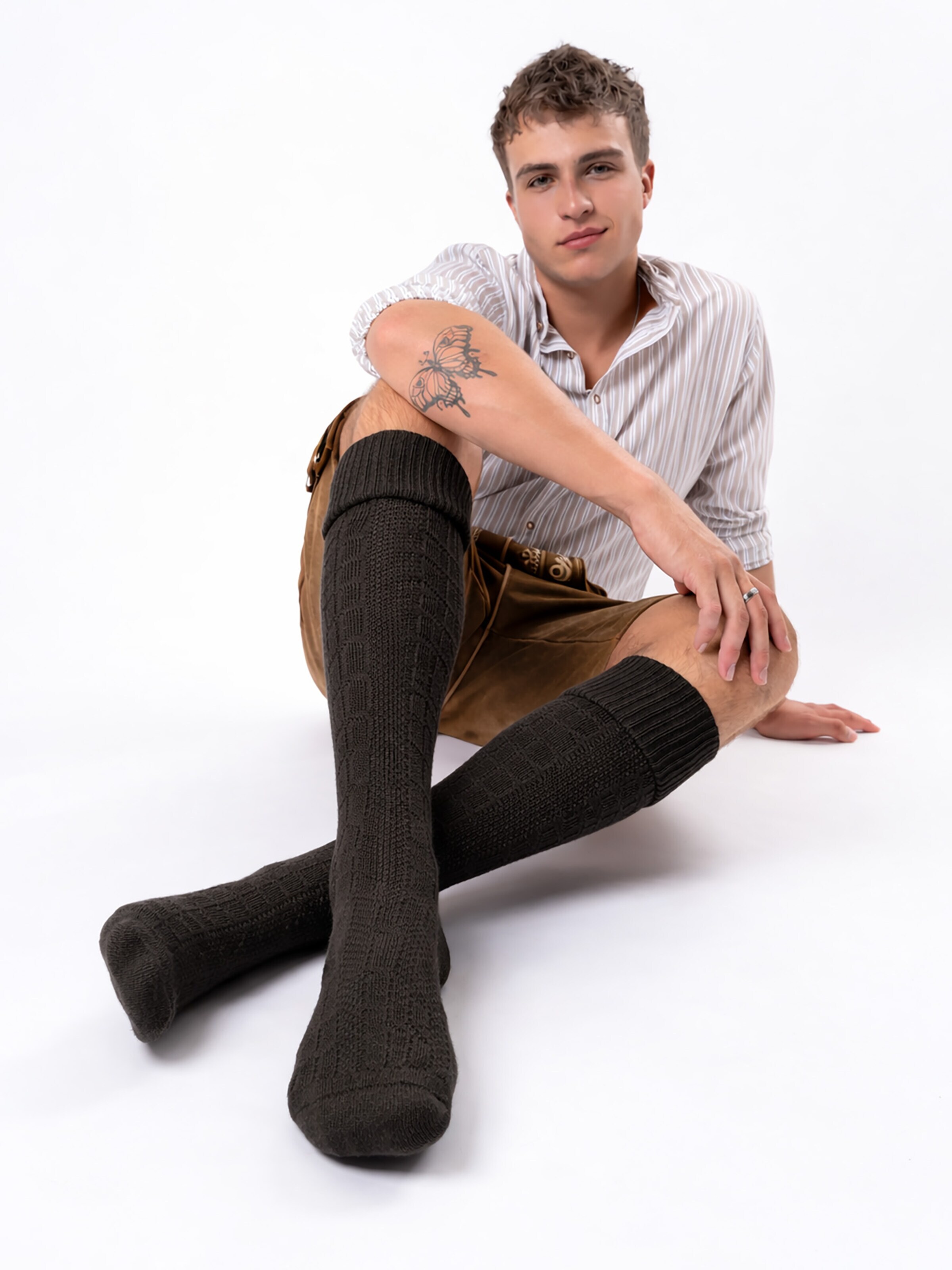 HerzSticht Traditional socks 'Silberdistel' in Brown