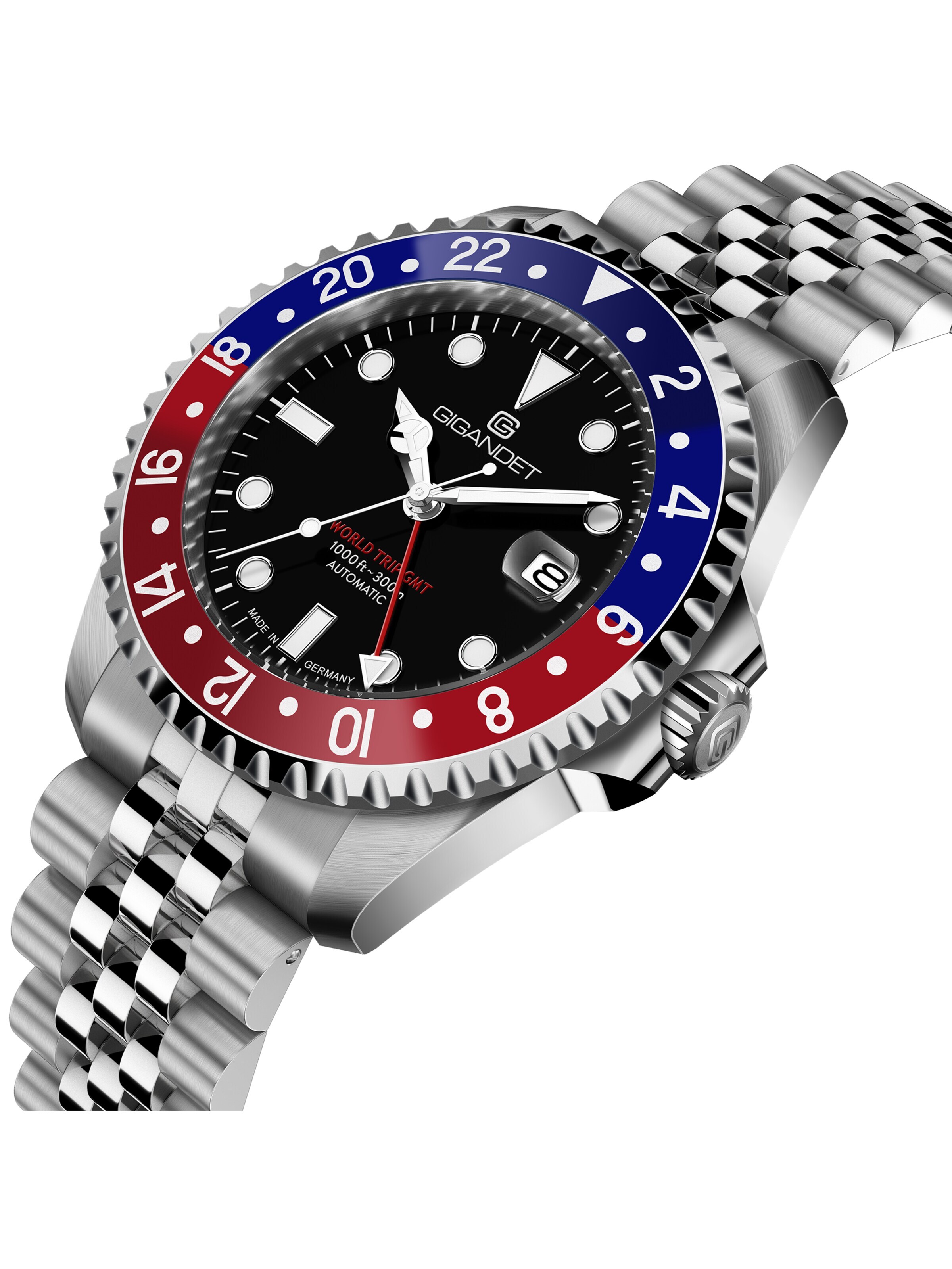 Montre à affichage analogique 'WORLD TRIP GMT' Gigandet en argent
