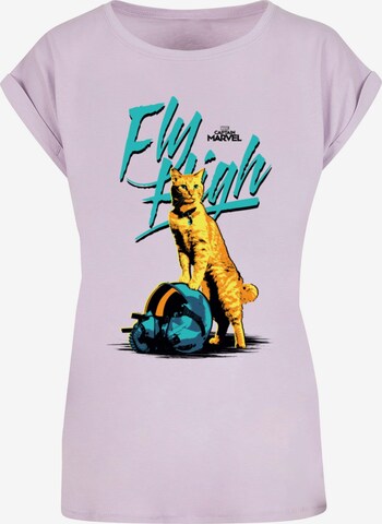 ABSOLUTE CULT Shirt 'Captain Marvel- Fly High' in Lila: voorkant