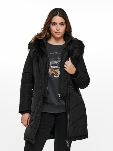 ONLY Carmakoma Winter Coat in Black: front