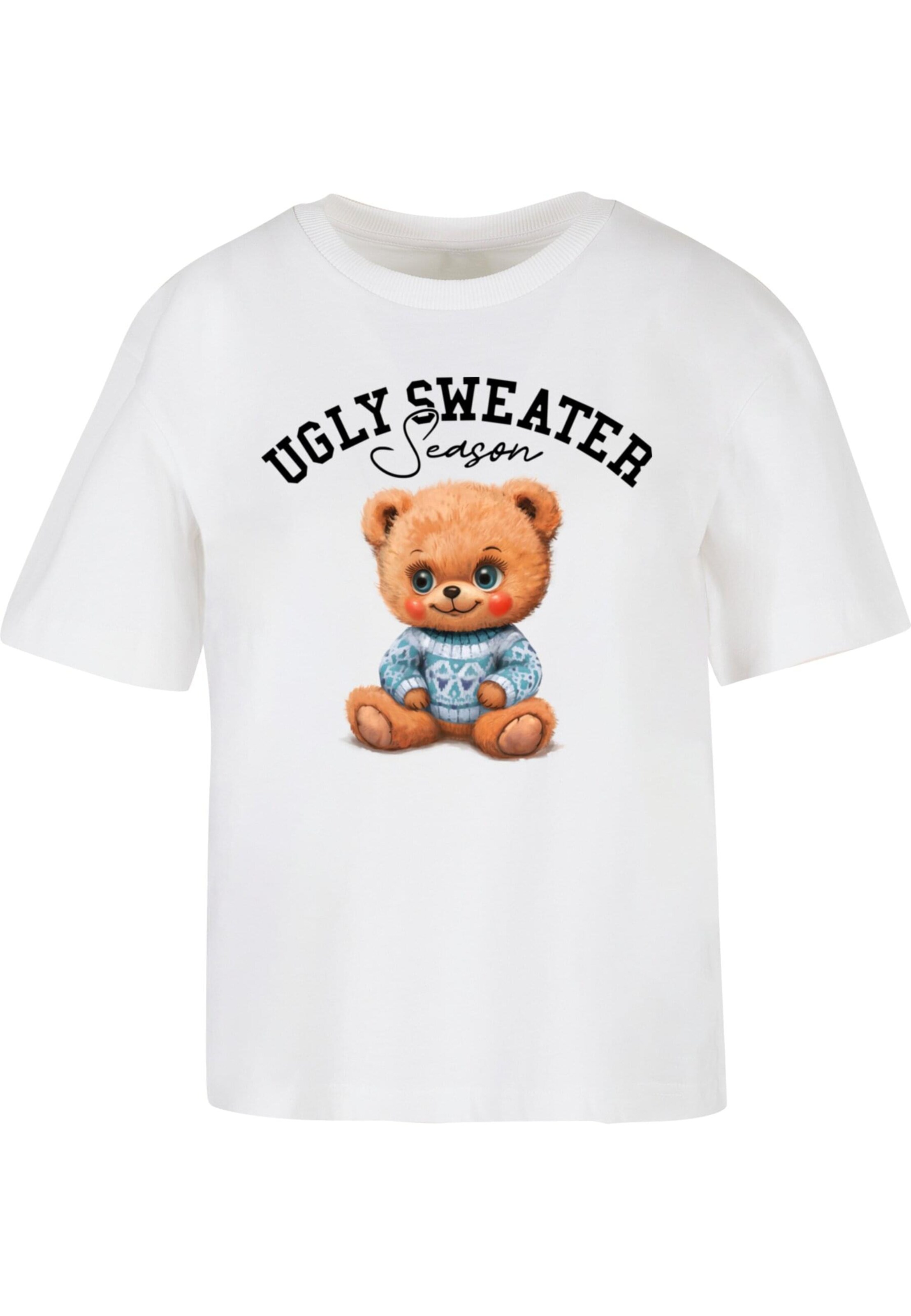 Maglietta 'Ugly Sweater Season' di Miss Tee in bianco: frontale