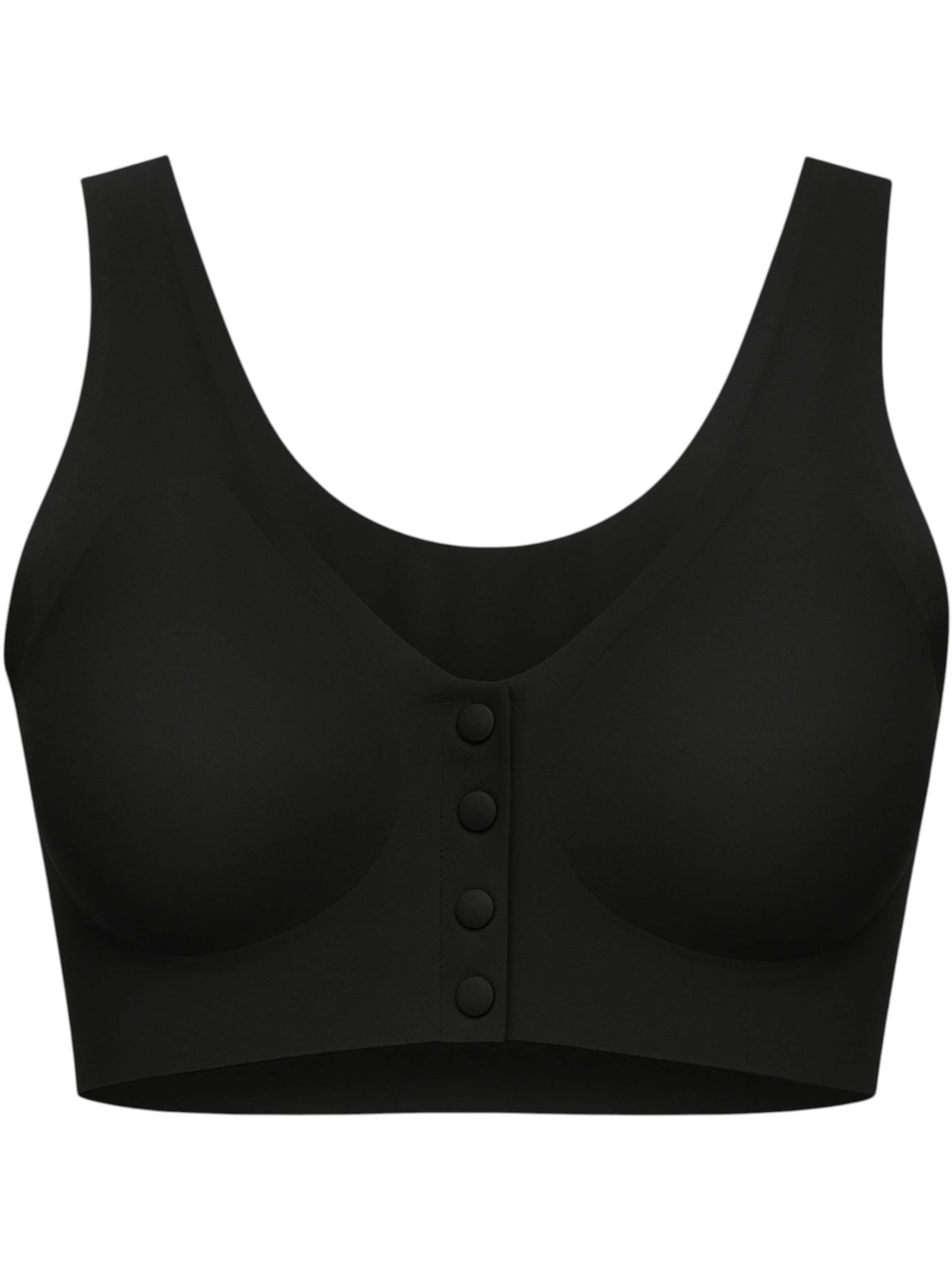 fashionshowcase - Bustier Sujetador deportivo 'FrontEase' en negro: frente