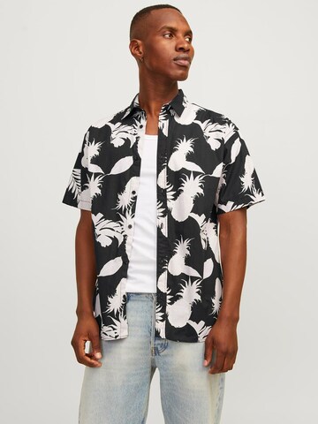 JACK & JONES Slim fit Overhemd 'JOSHUA ARUBA' in Zwart: voorkant