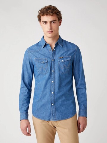 Maglietta 'Ls Western Shirt Mid Stone W5F25K14V 112130117' di WRANGLER in blu: frontale