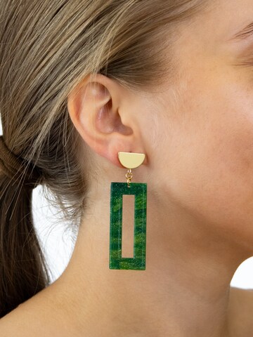 Fräulein Wunder Earrings 'Acetat Akane' in Green