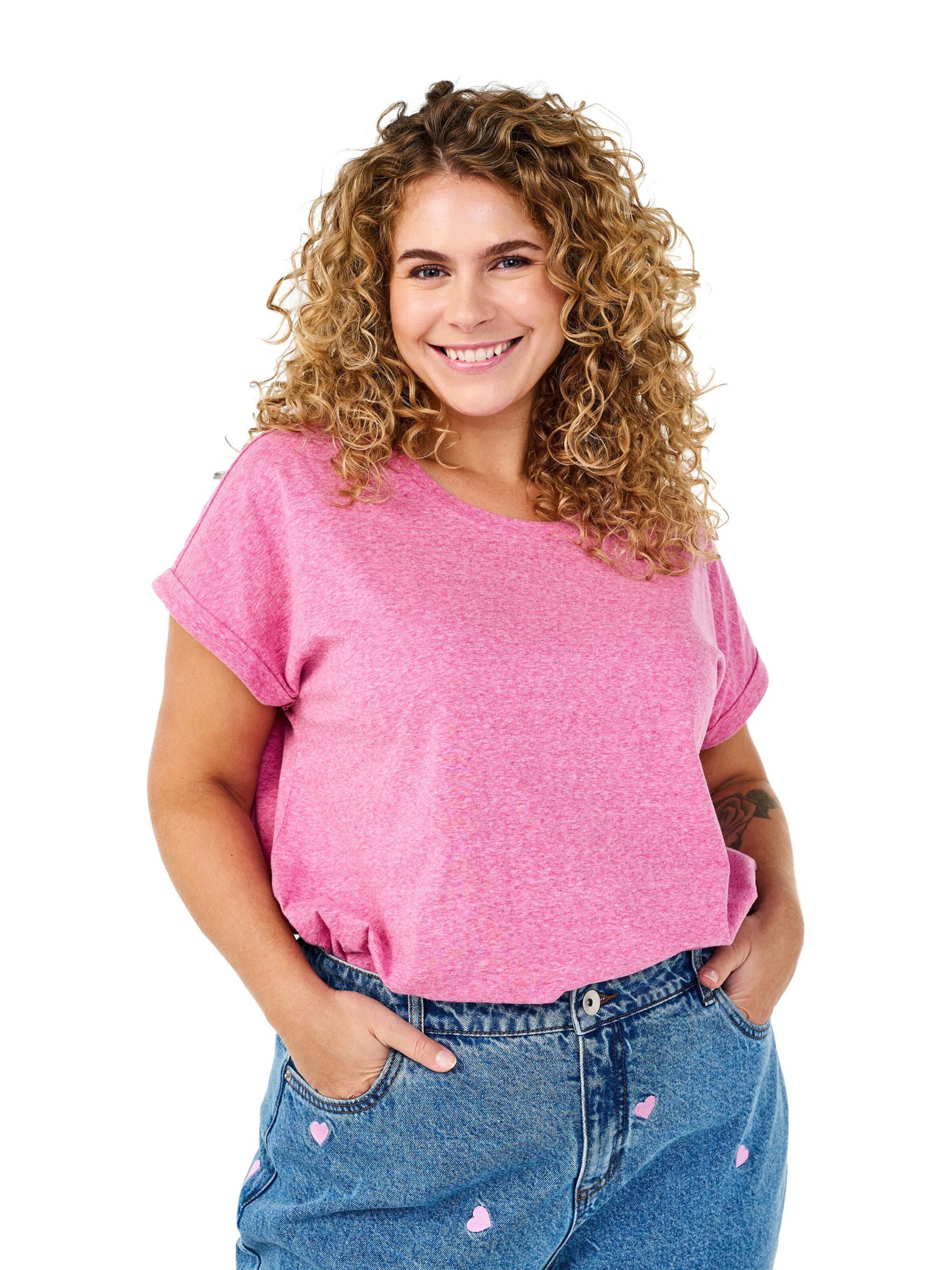 Zizzi Póló 'VAVA' - rózsaszín: elől