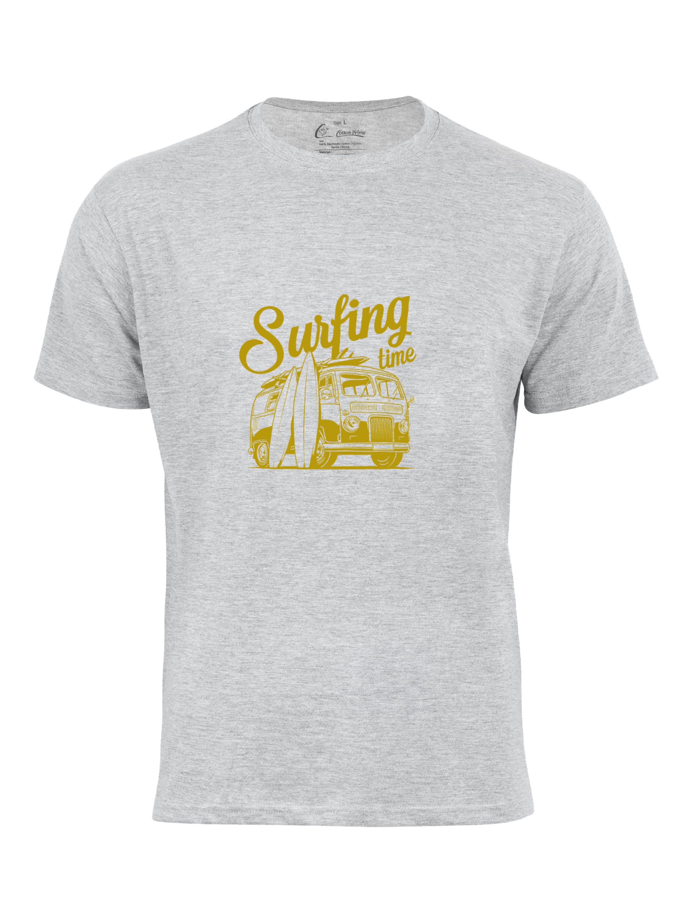 Cotton Prime Shirt 'Surf Tme Urlaub Meer Ozean' in Grey: front