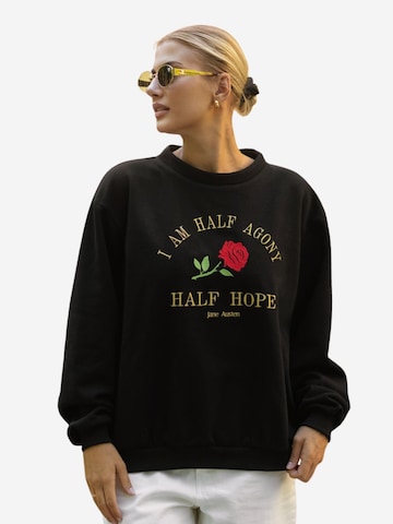 WHITE RVBBIT Sweatshirt 'Jane Austen' in Black