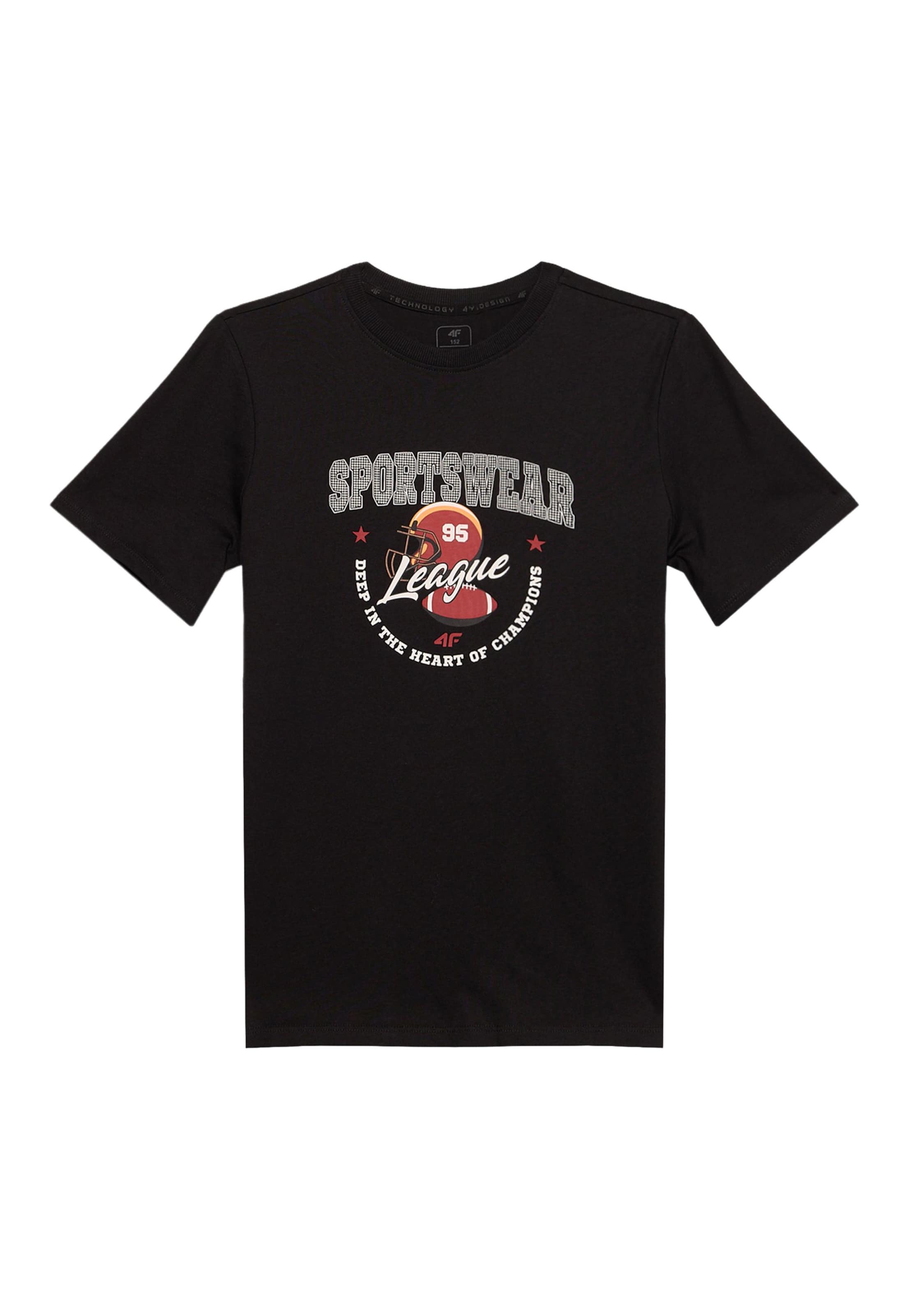 4F Junior Funktionsshirt in Schwarz: Vorderseite