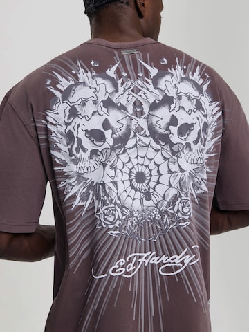 Ed Hardy - Camiseta en marrón: atrás