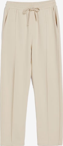 Bershka Trousers with creases in Beige: front