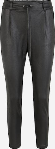 Only Petite Slim fit Pleat-Front Pants 'POPTRASH' in Black: front