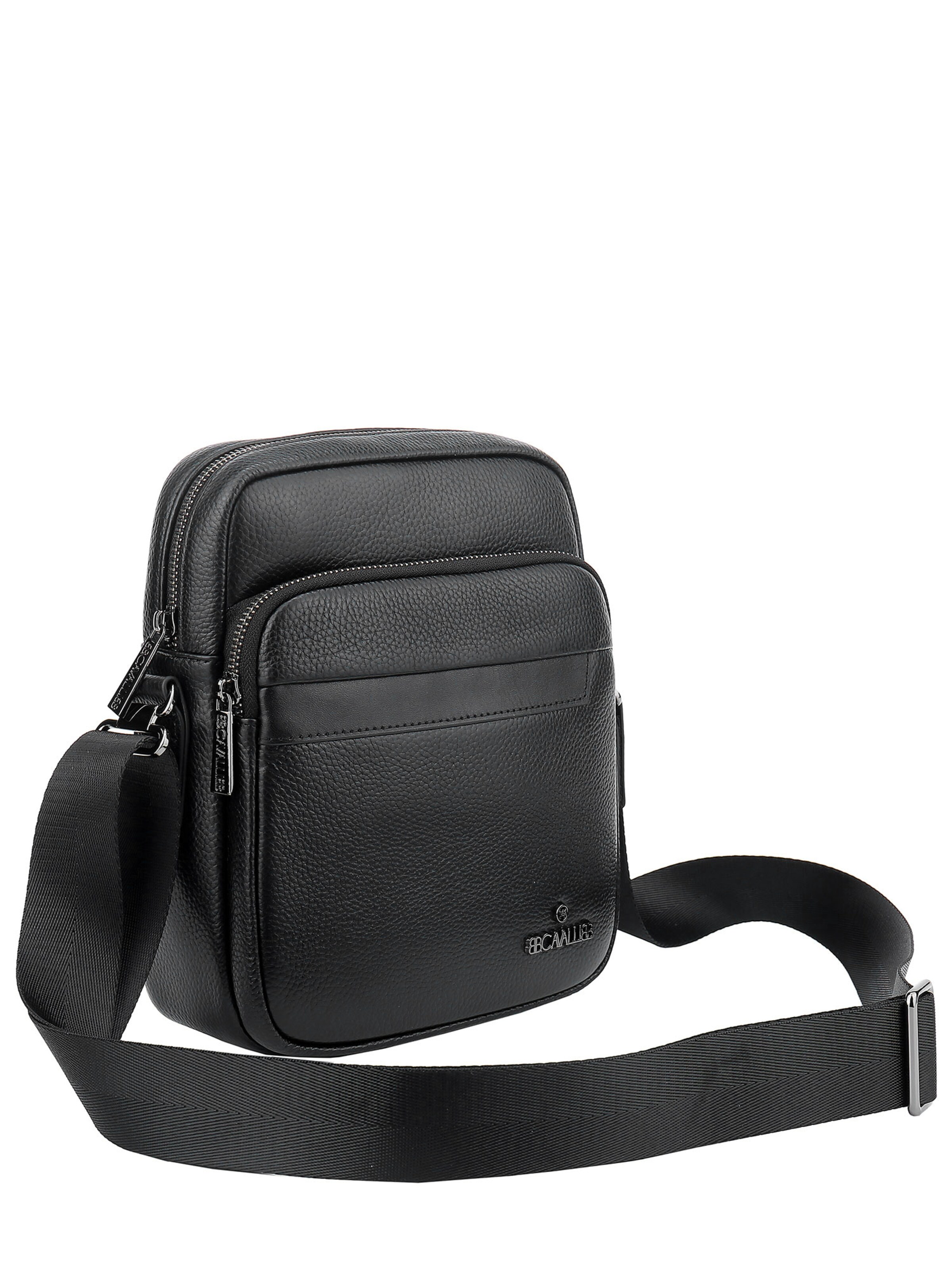 Borsa a tracolla 'Borsa a Tracolla Uomo Vera Pelle B Cavalli Zip 20x25x8cm' di B. Cavalli in nero