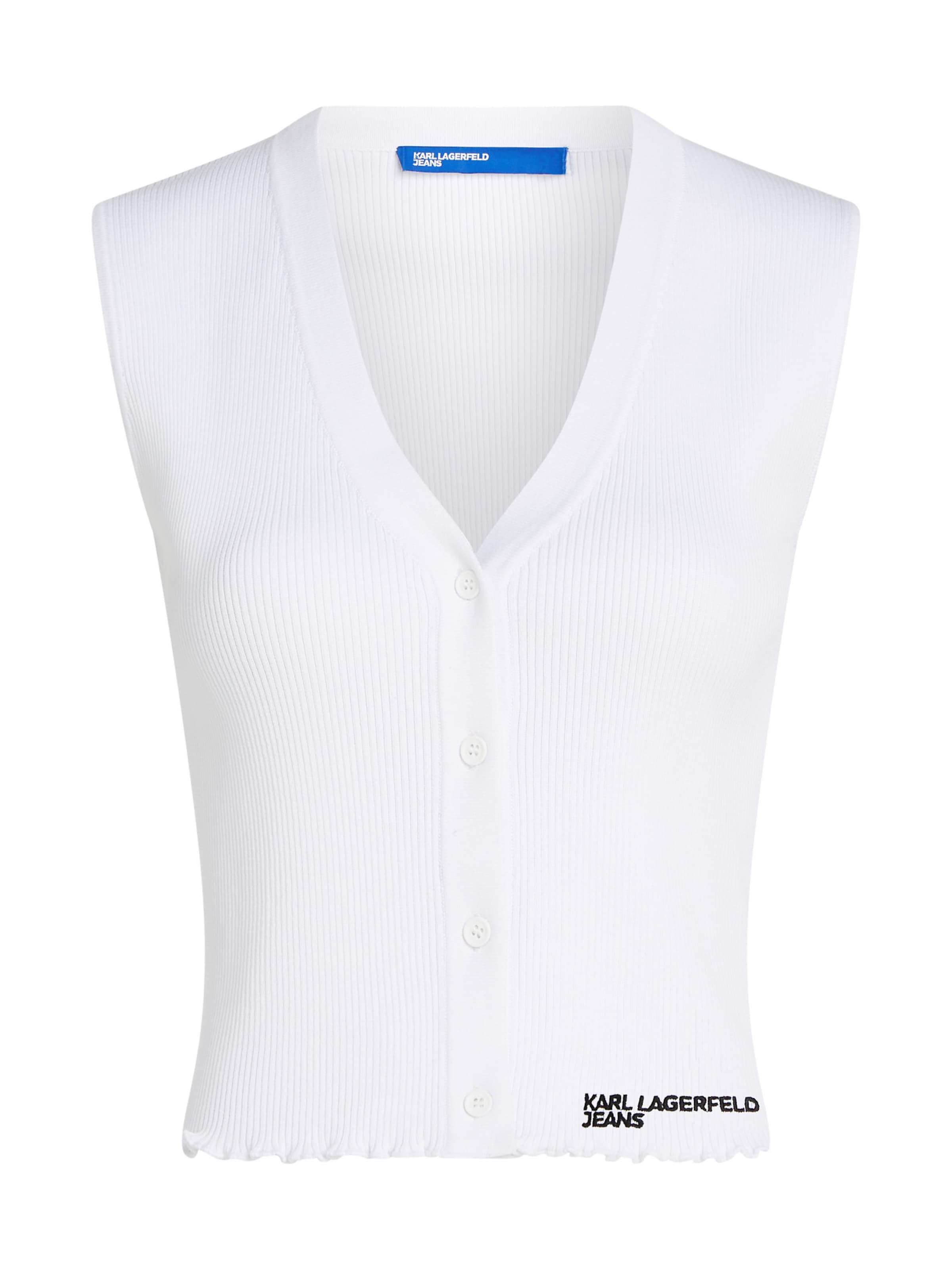 Top ' Gestricktes Button-down-Top ' di KARL LAGERFELD JEANS in bianco: frontale