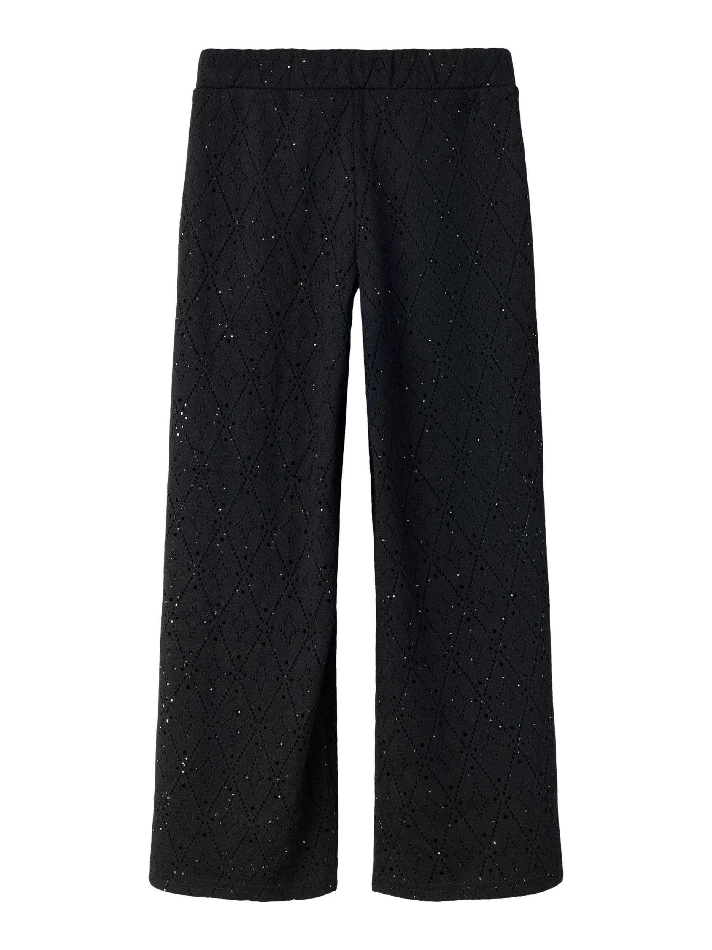 NAME IT - Pierna ancha Pantalón en negro: frente