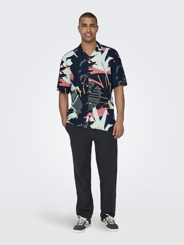 Only & Sons Regular fit Button Up Shirt 'BERTIL' in Blue