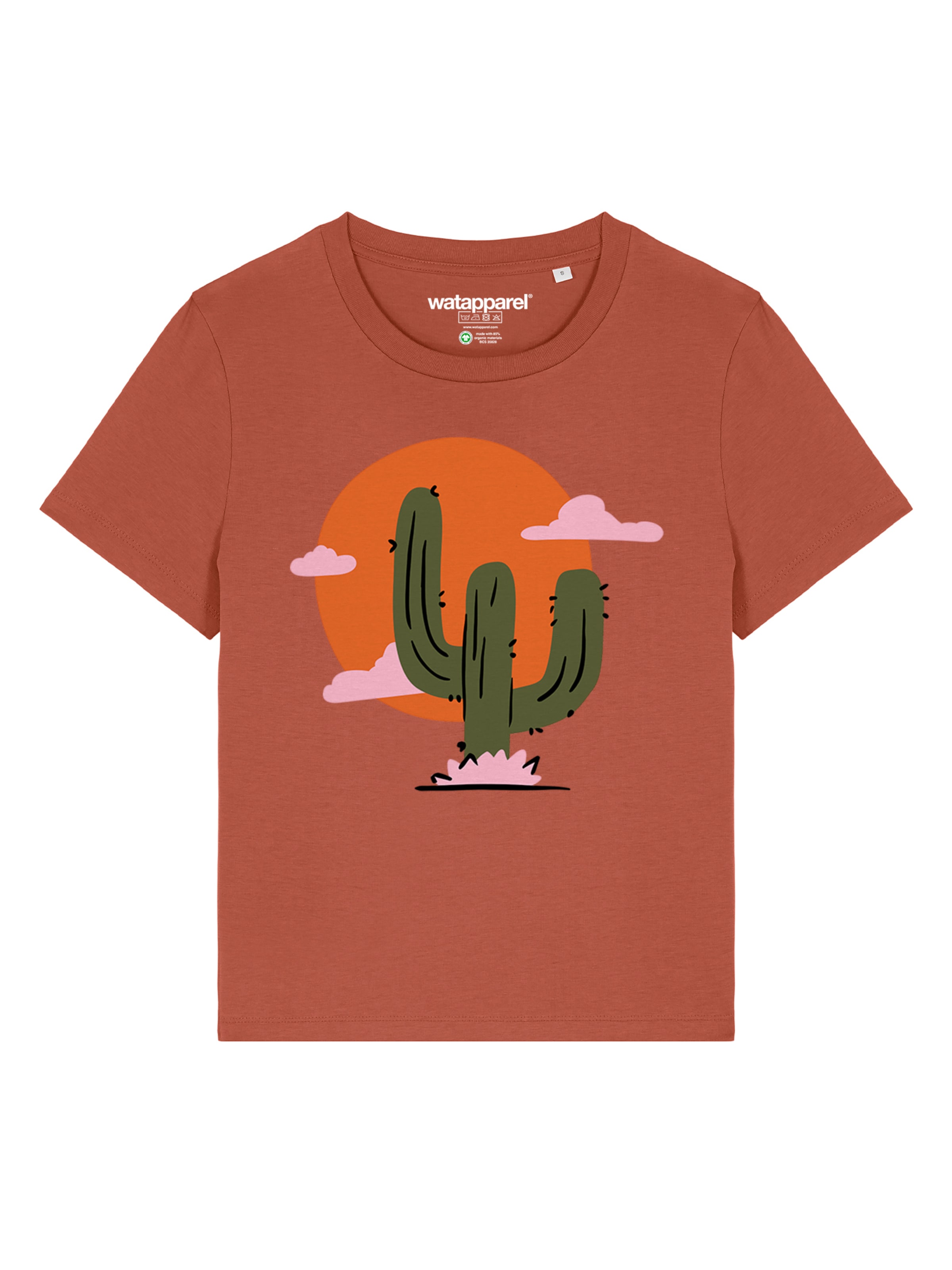 T-shirt 'Kaktus Im Sonnenuntergang' Watapparel en rouge : devant