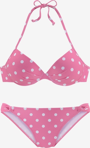 LASCANA Push-up Bikini in Pink: front