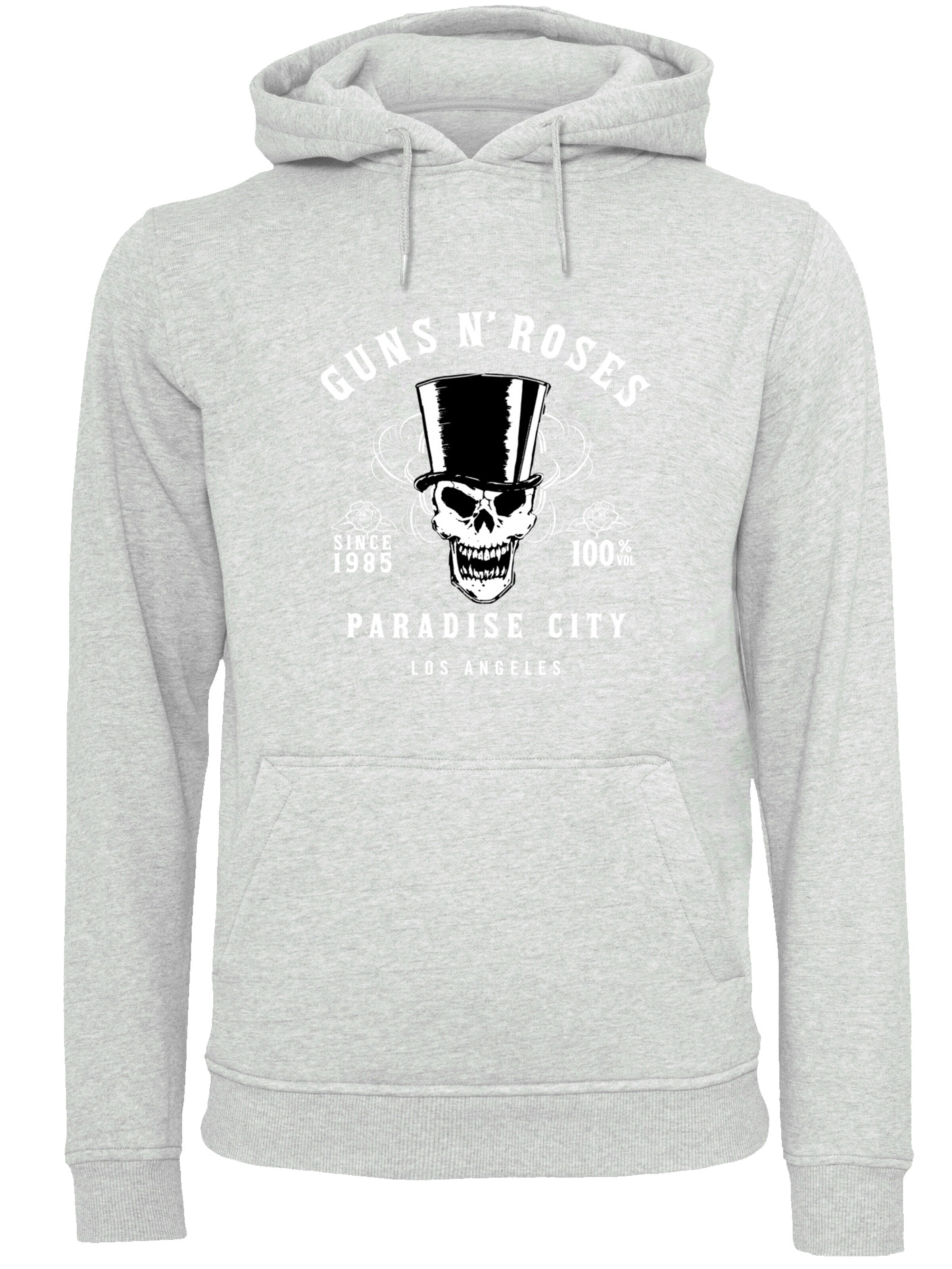 F4NT4STIC Sweatshirt 'Guns 'n' Roses Whiskey Label Rock Band' in Grijs: voorkant