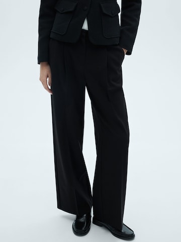 MANGO Wide leg Trousers with creases 'Gera' in Black: front