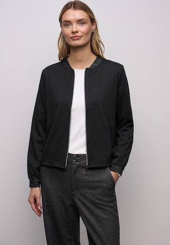 STREET ONE Zip-Up Hoodie in Black: front