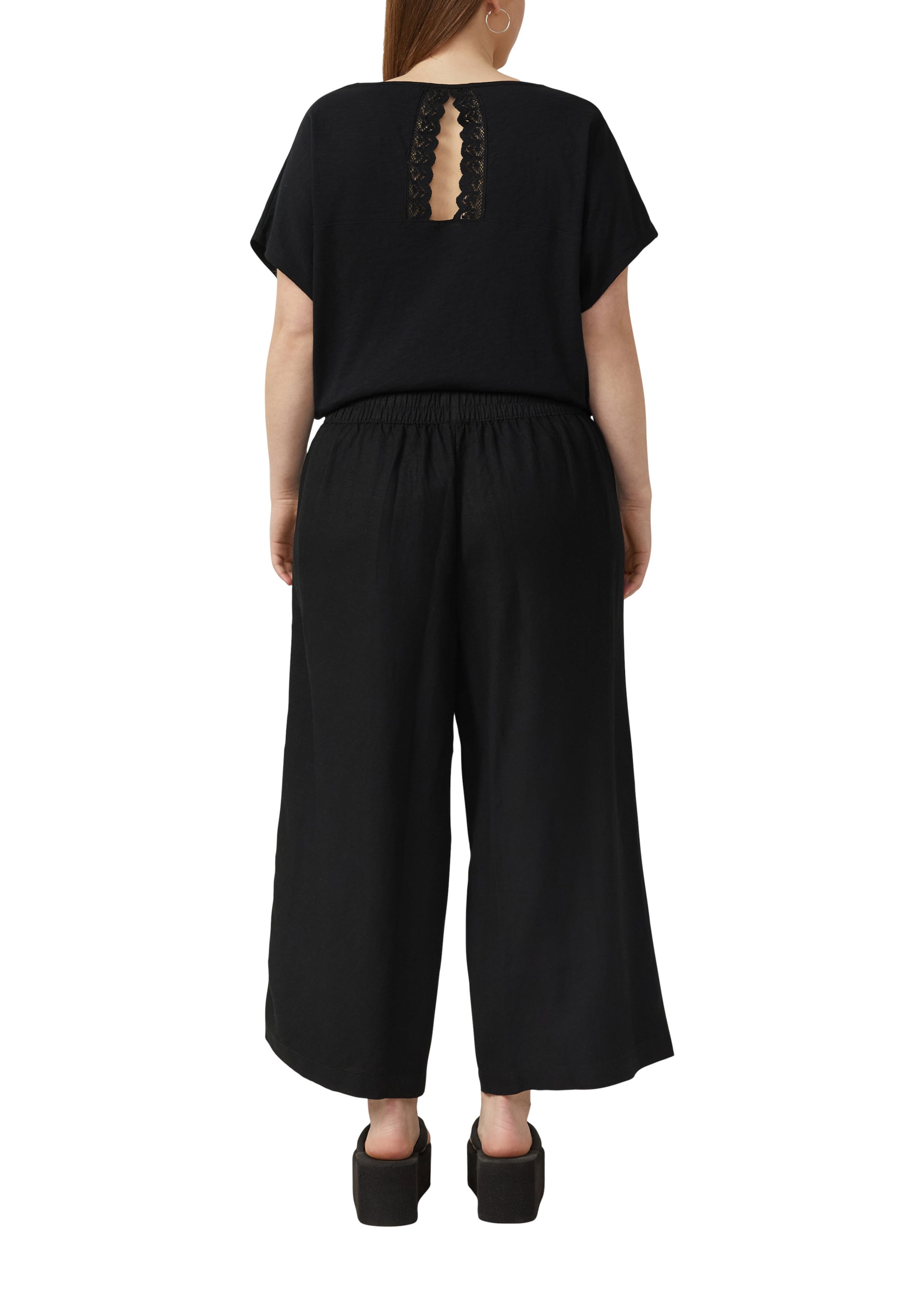 QS Wide Leg Hose in Schwarz