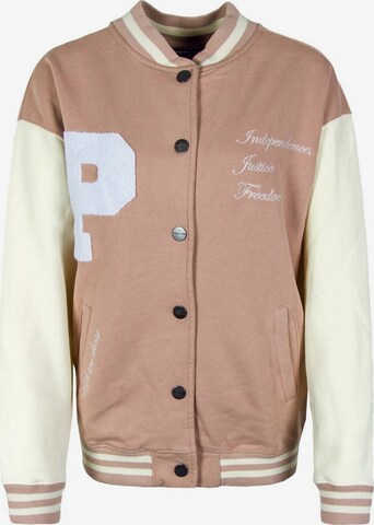 Pegador Between-Season Jacket 'Diana Oversized Varsity' in Beige: front