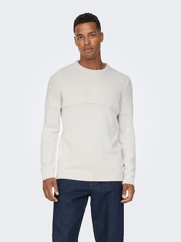 Pull-over Only & Sons en blanc : devant