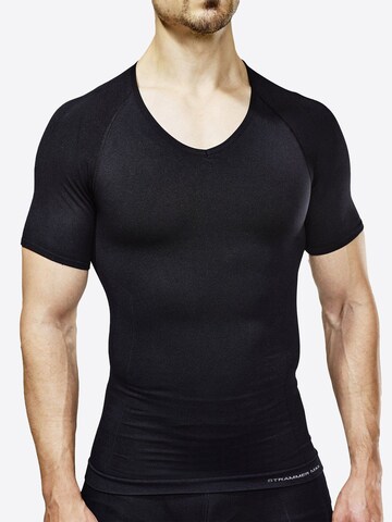 Strammer Max Performance Shirt 'Compression Deep V-Neck' in Schwarz
