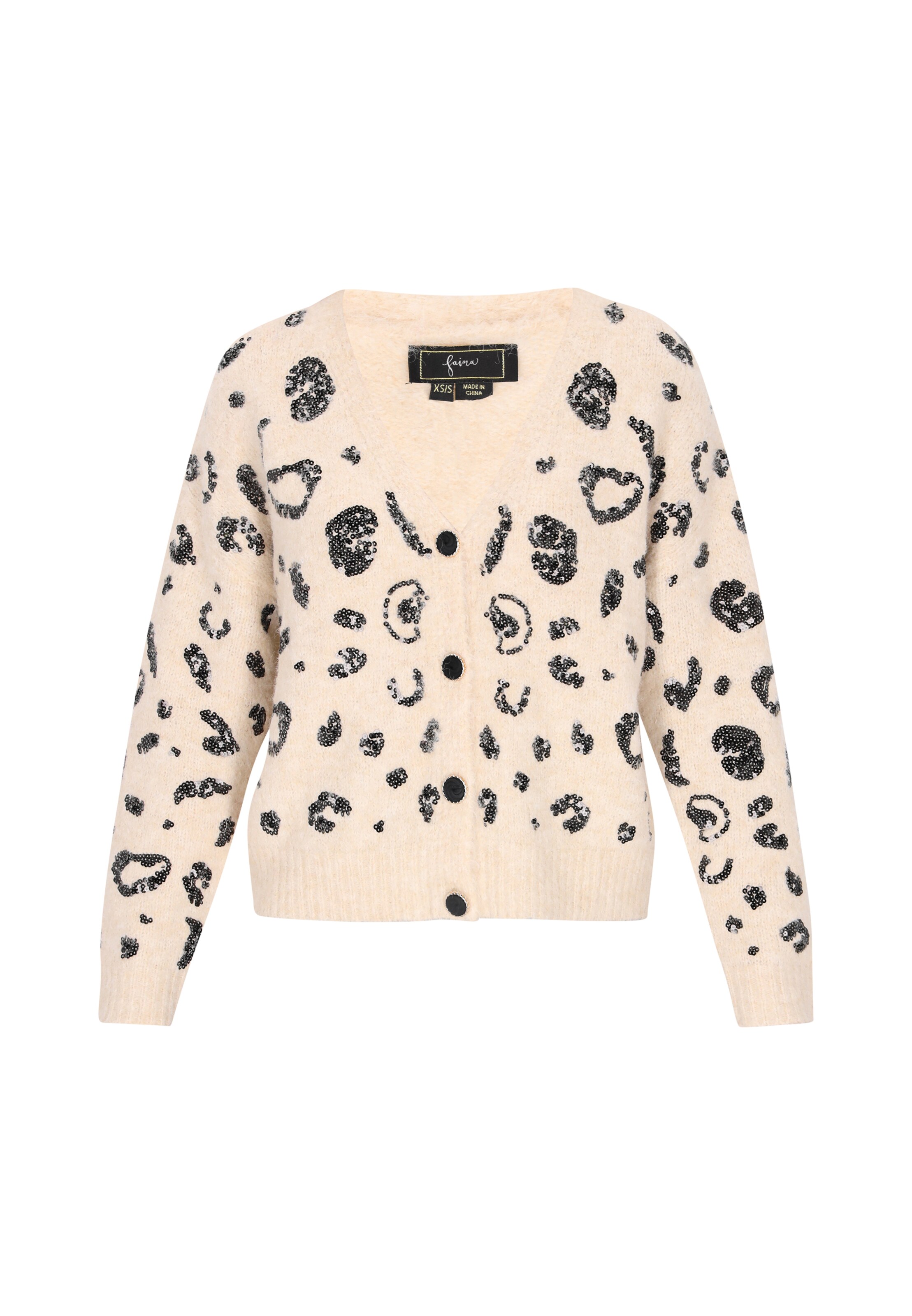 faina Πλεκτή ζακέτα 'Fashion Look' σε μπεζ: μπροστά