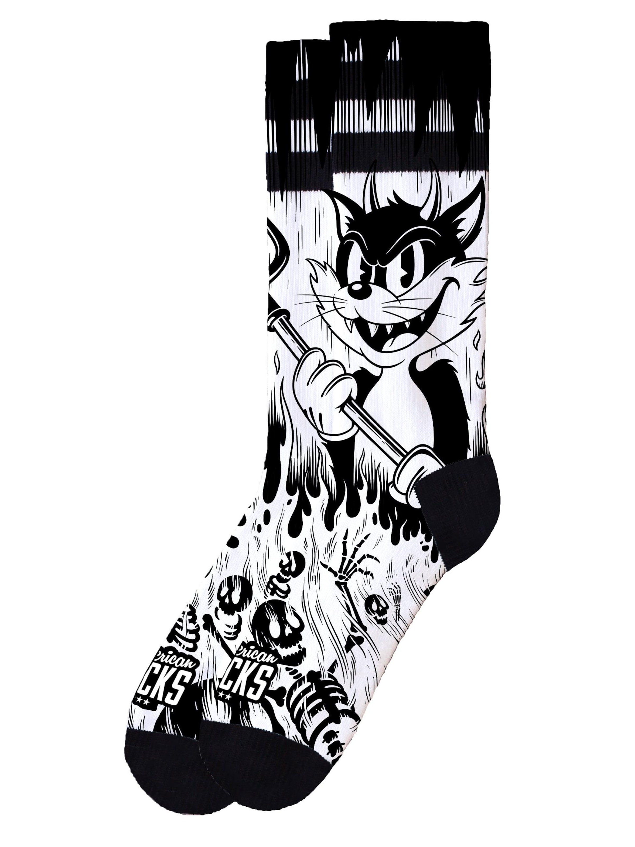 American Socks - Calcetines 'Evil Cat' en blanco: frente