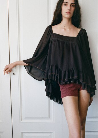 MANGO Blouse 'Marron' in Brown: front