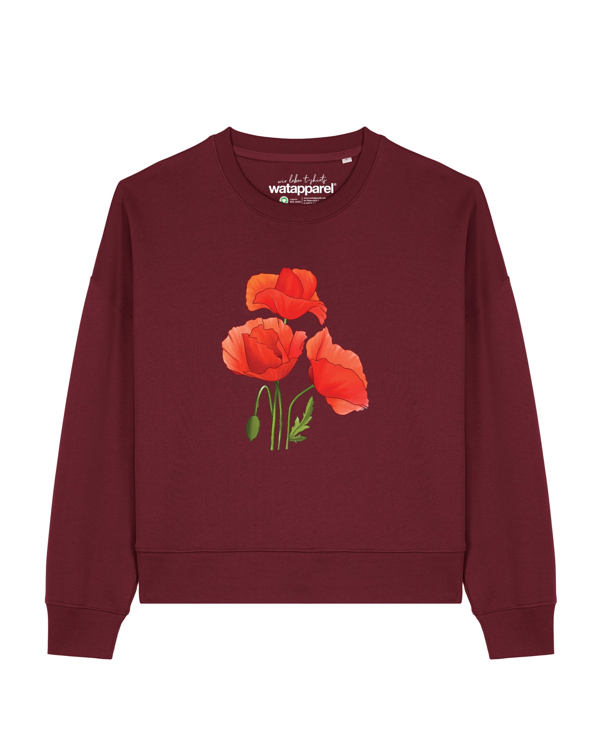 Sweat-shirt 'Poppy Flowers ' Watapparel en rouge : devant