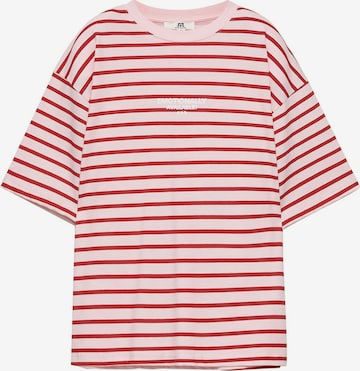 Pull&Bear Oversized paita 'PACIFIC RAYAS' värissä punainen: etupuoli