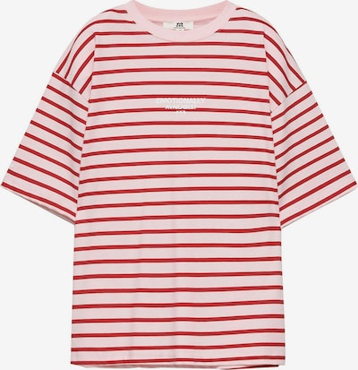 Pull&Bear Oversized paita 'PACIFIC RAYAS' koossa XS värissä tulenpunainen / pastellinpunainen / valkoinen, Tuotenäkymä