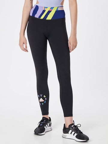 ADIDAS PERFORMANCE Skinny Workout Pants 'Love Unites Believe' in Black: front