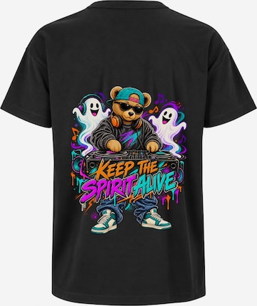 LUNØIR Studio Shirt 'TEDDY Ghost Frequency' in Schwarz: Vorderseite