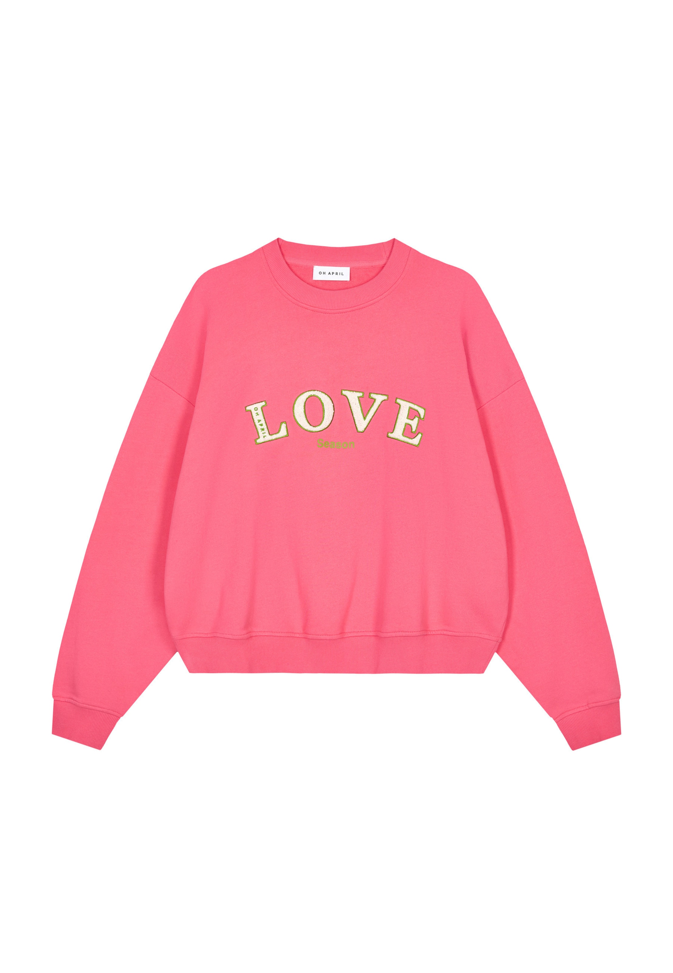 OH APRIL Sweatshirt 'Love' in Roze: voorkant