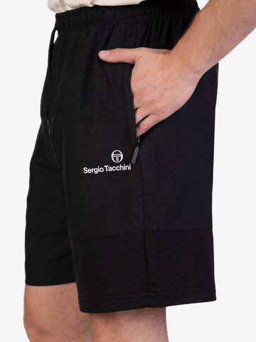 Sergio Tacchini Regular Workout Pants ' SPECCHIO PL ' in Black