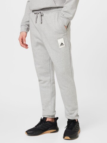 ADIDAS SPORTSWEAR Tapered Workout Pants 'Lounge Fleece' in Grey: front
