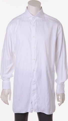 Ermenegildo Zegna Button Up Shirt in XXL in White: front