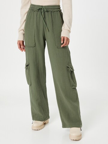 Wide Leg Pantalon cargo 'OMAHA' Résumé en vert : devant