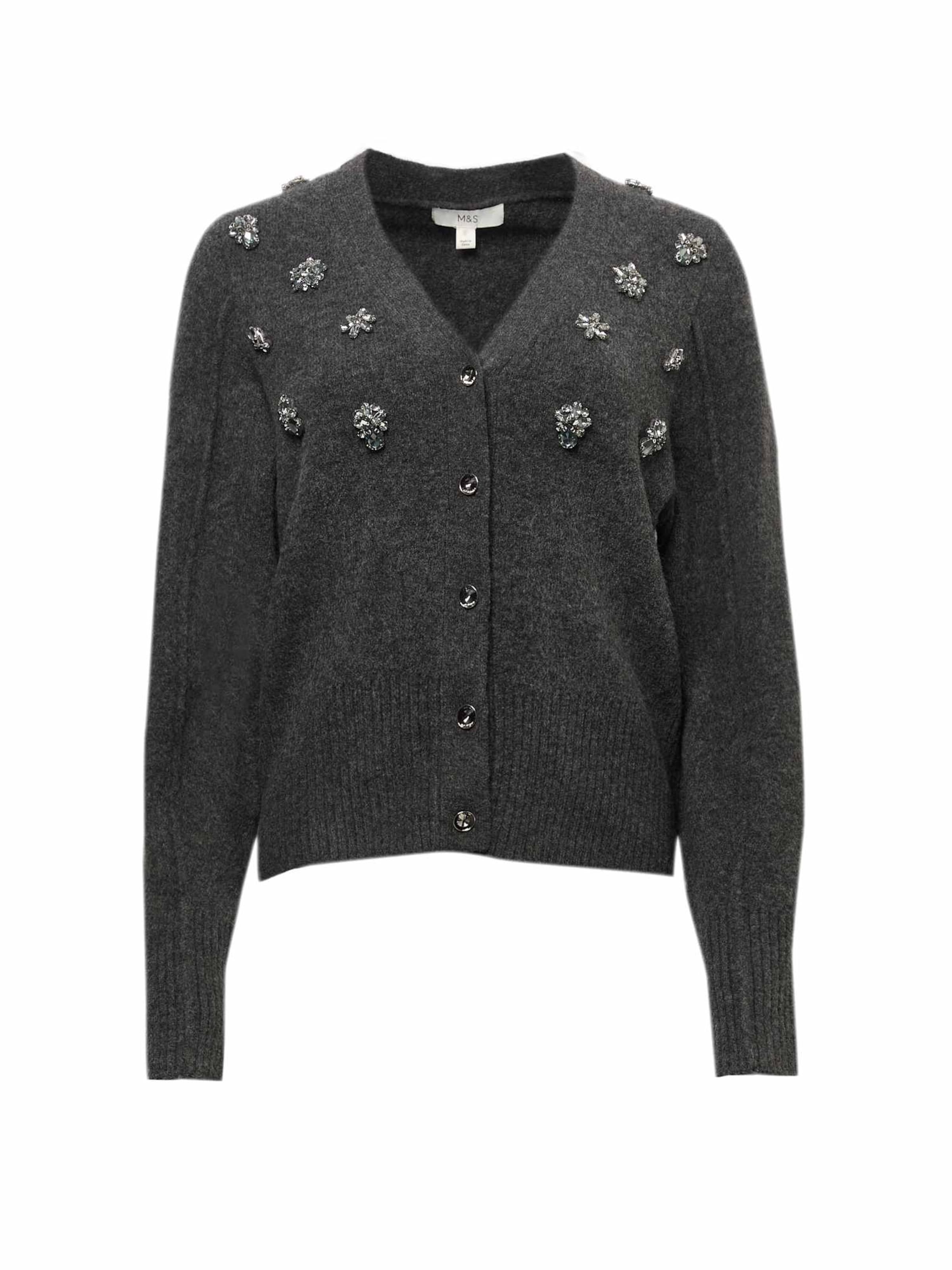 Marks & Spencer Gebreid vest in Grijs: voorkant