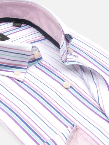 Slim fit Camicia business 'Leonardo Linen Man Shirt White Green' di 7Camicie in bianco