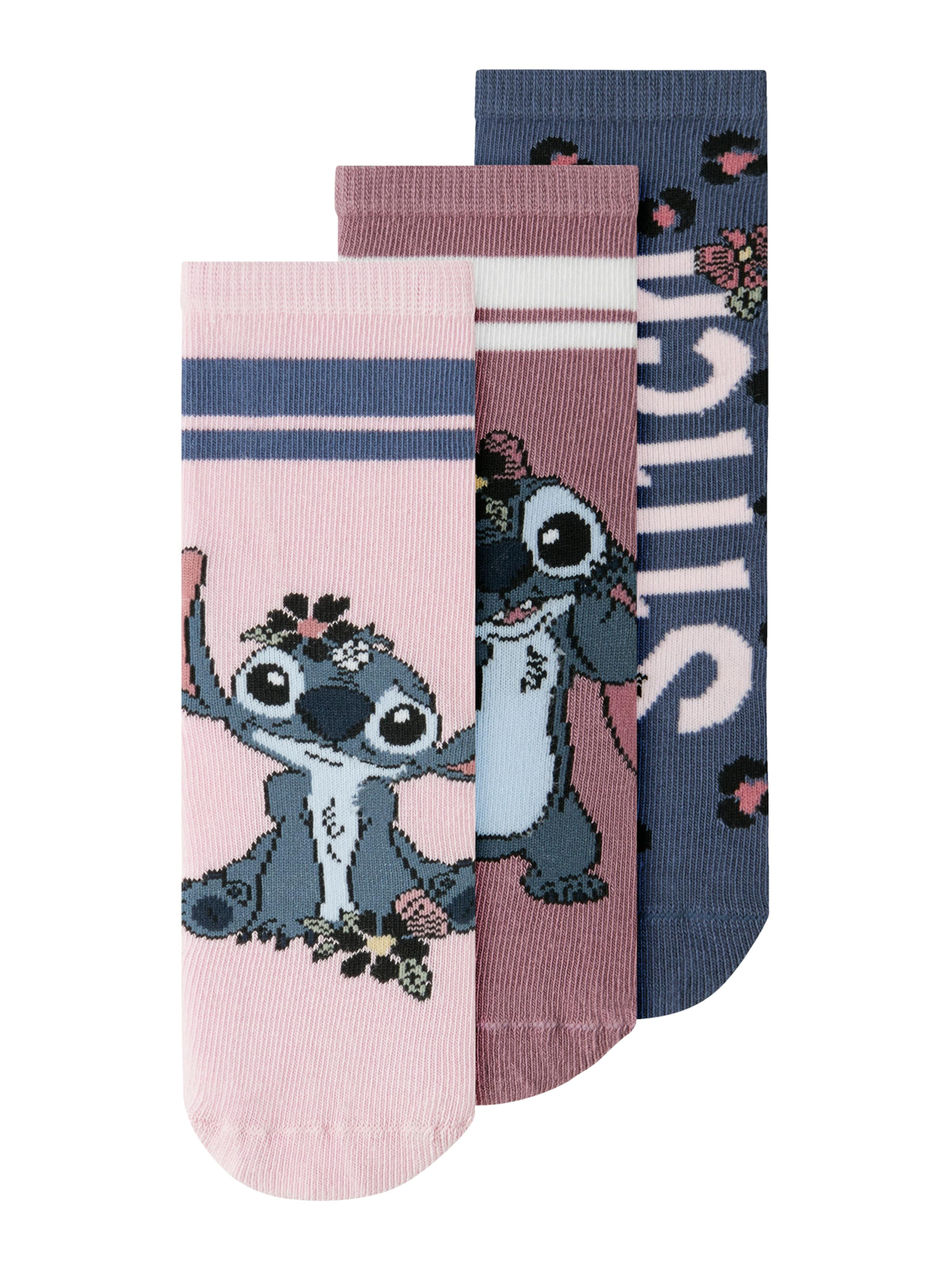 NAME IT - Meias 'NMFJINEA STITCH' em azul: frente
