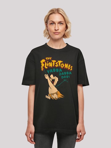 F4NT4STIC Oversized Shirt 'Familie Feuerstein Fred Yabba Dabba Doo' in Black: front