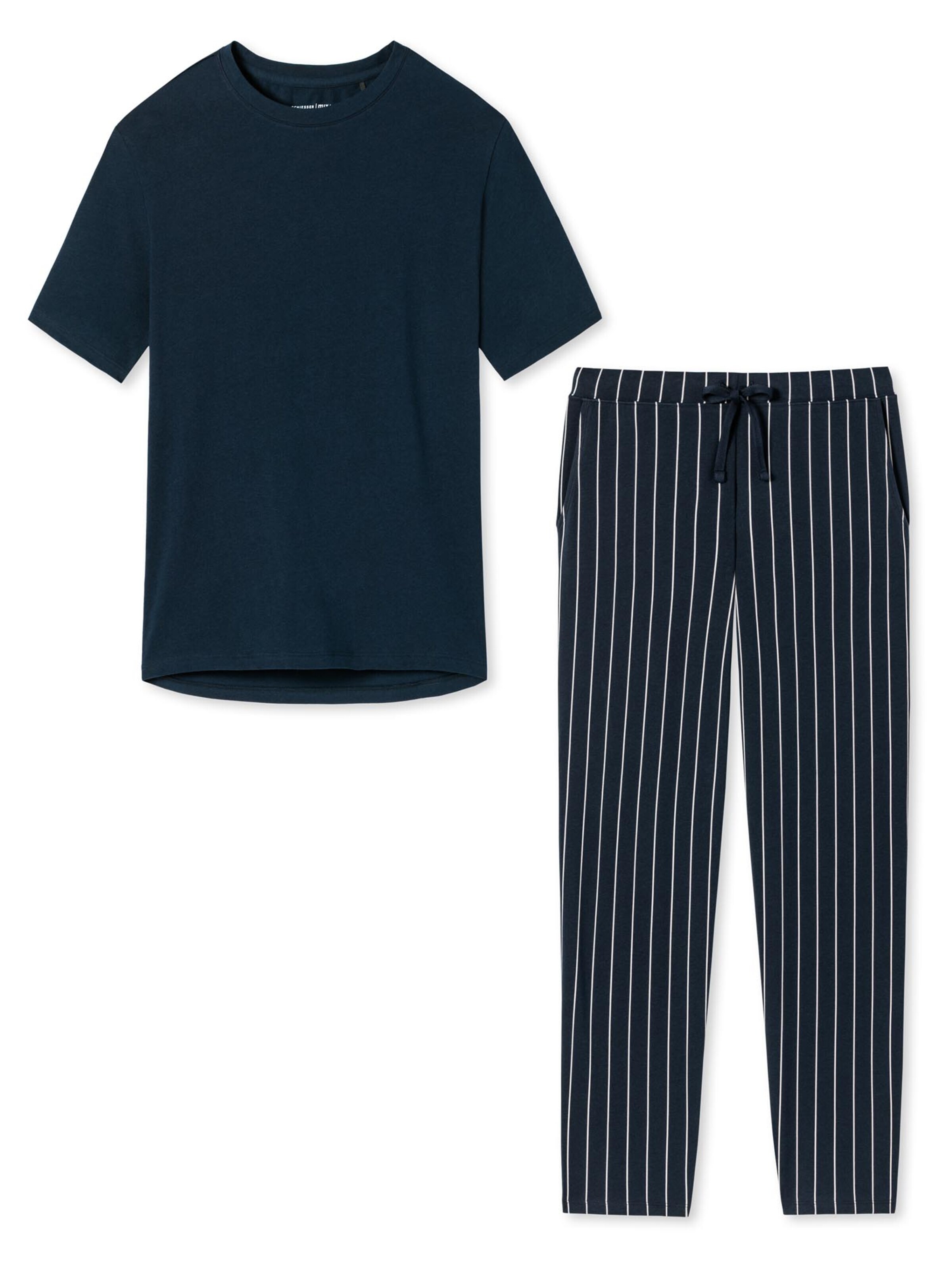 SCHIESSER Pajama 'Cotton' in Blue: front