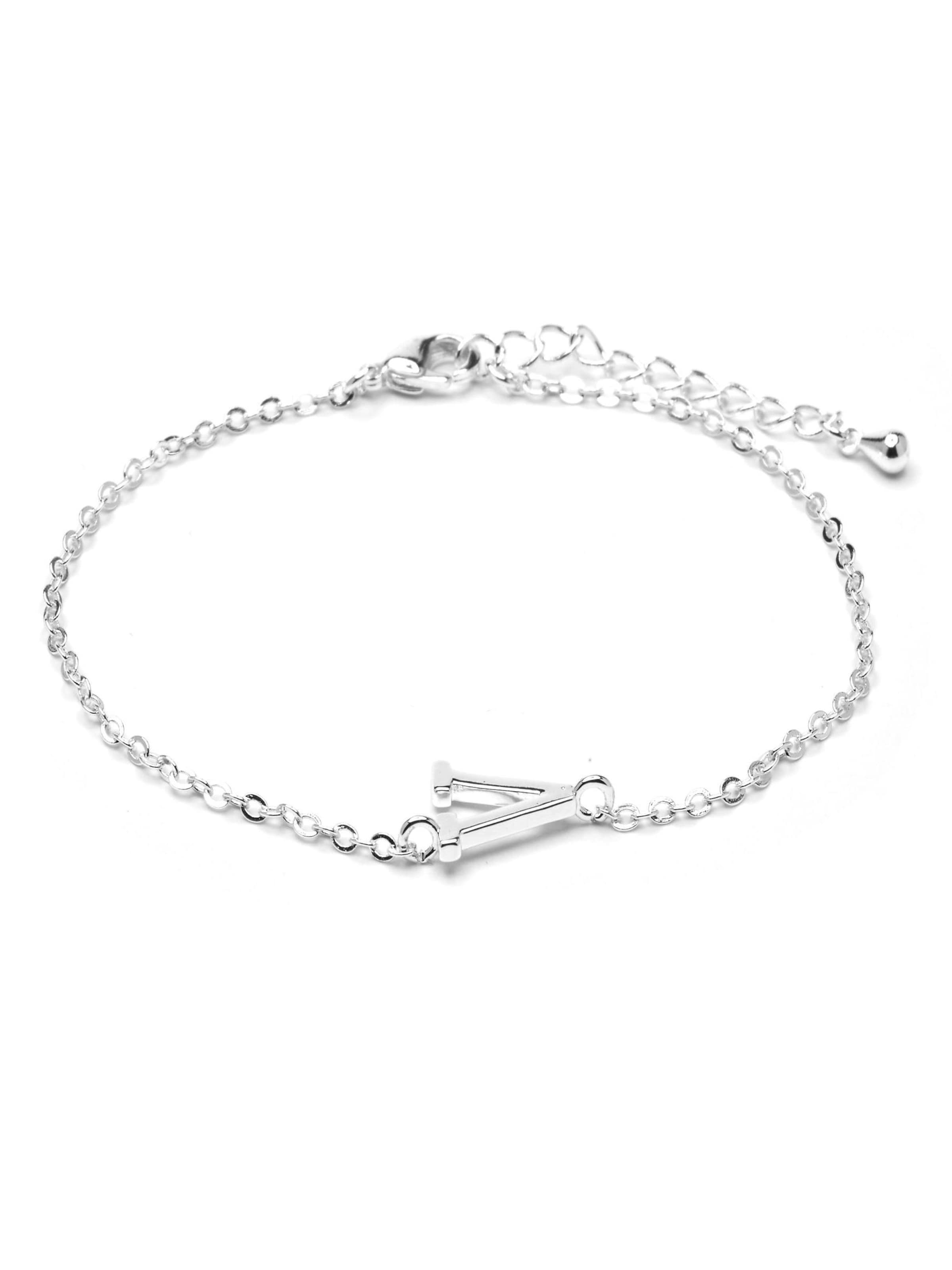 Luxenter - Pulsera 'Alphabet  V' en plata: frente