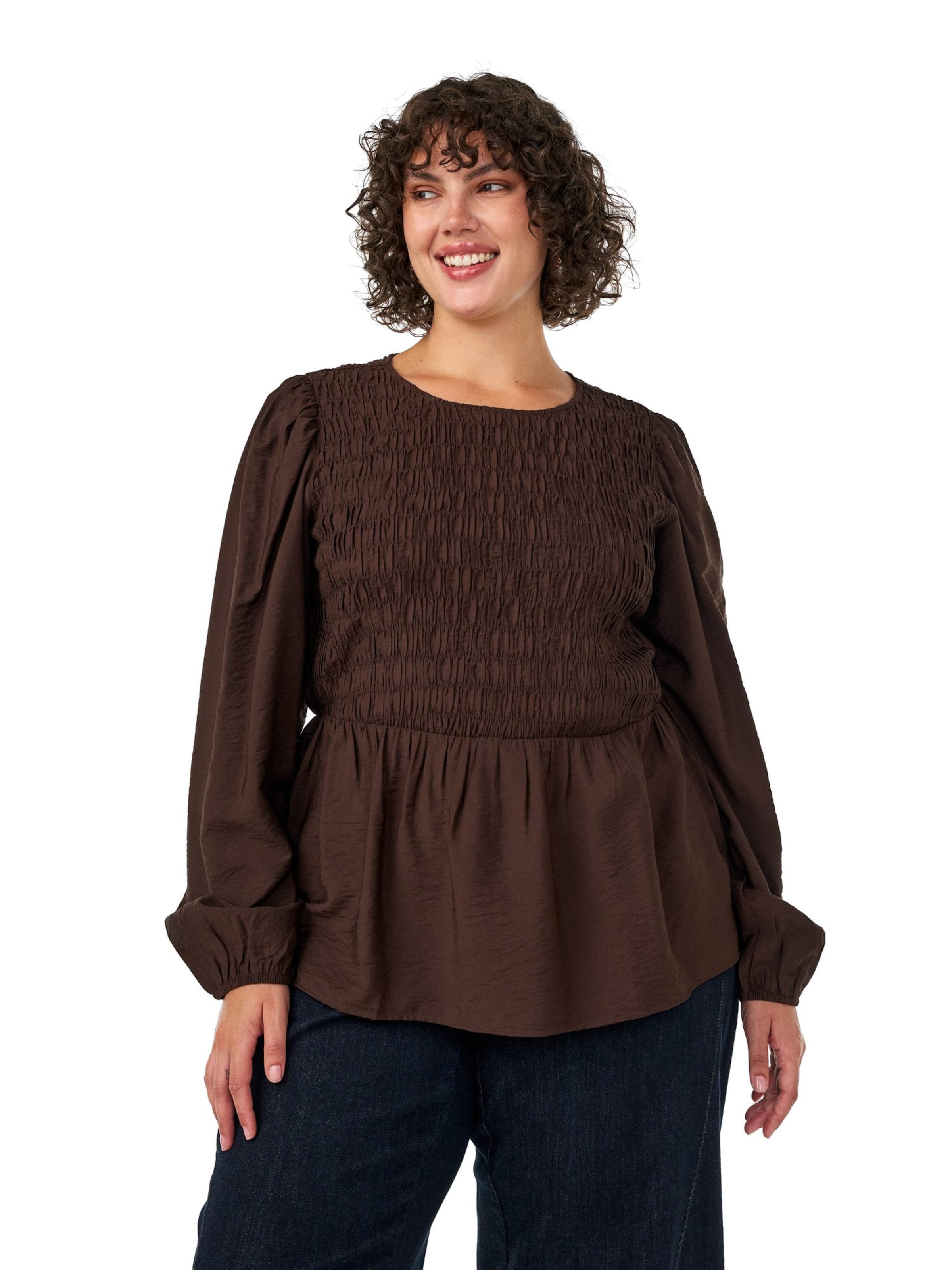 Zizzi Bluse 'NABILA' in Braun: Vorderseite